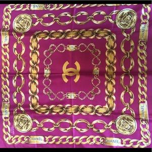 Authentic Pink CHANEL Scarf chain pattern